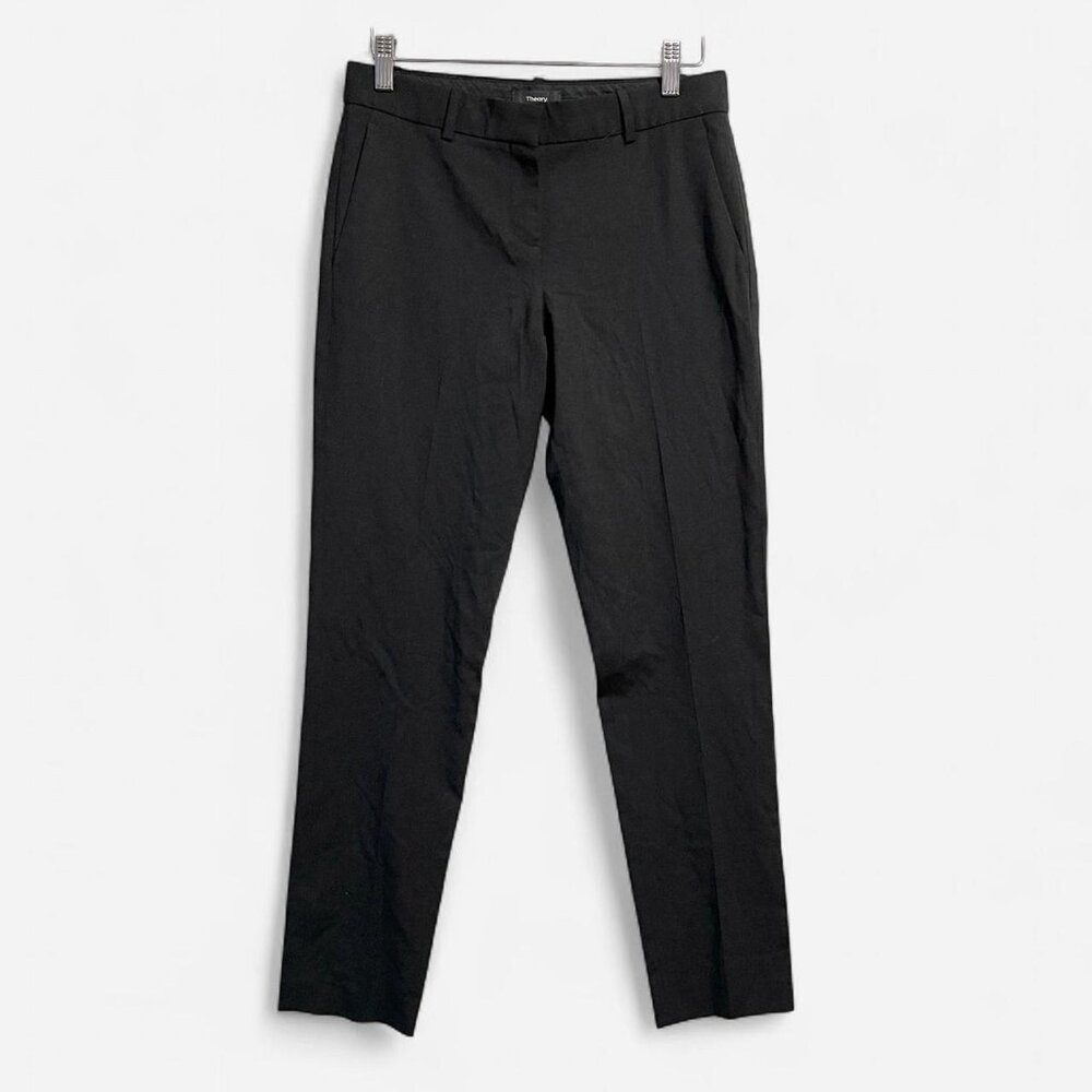 Black cropped slim office casual pants size 2